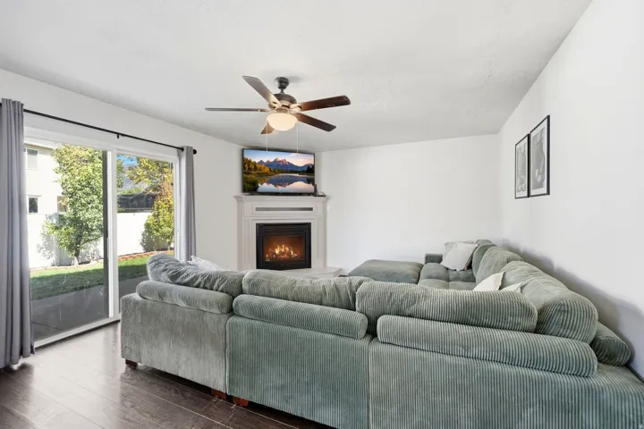 Cozy up by the gas fireplace or step right outside to enjoy the backyard and outdoor living spaces.