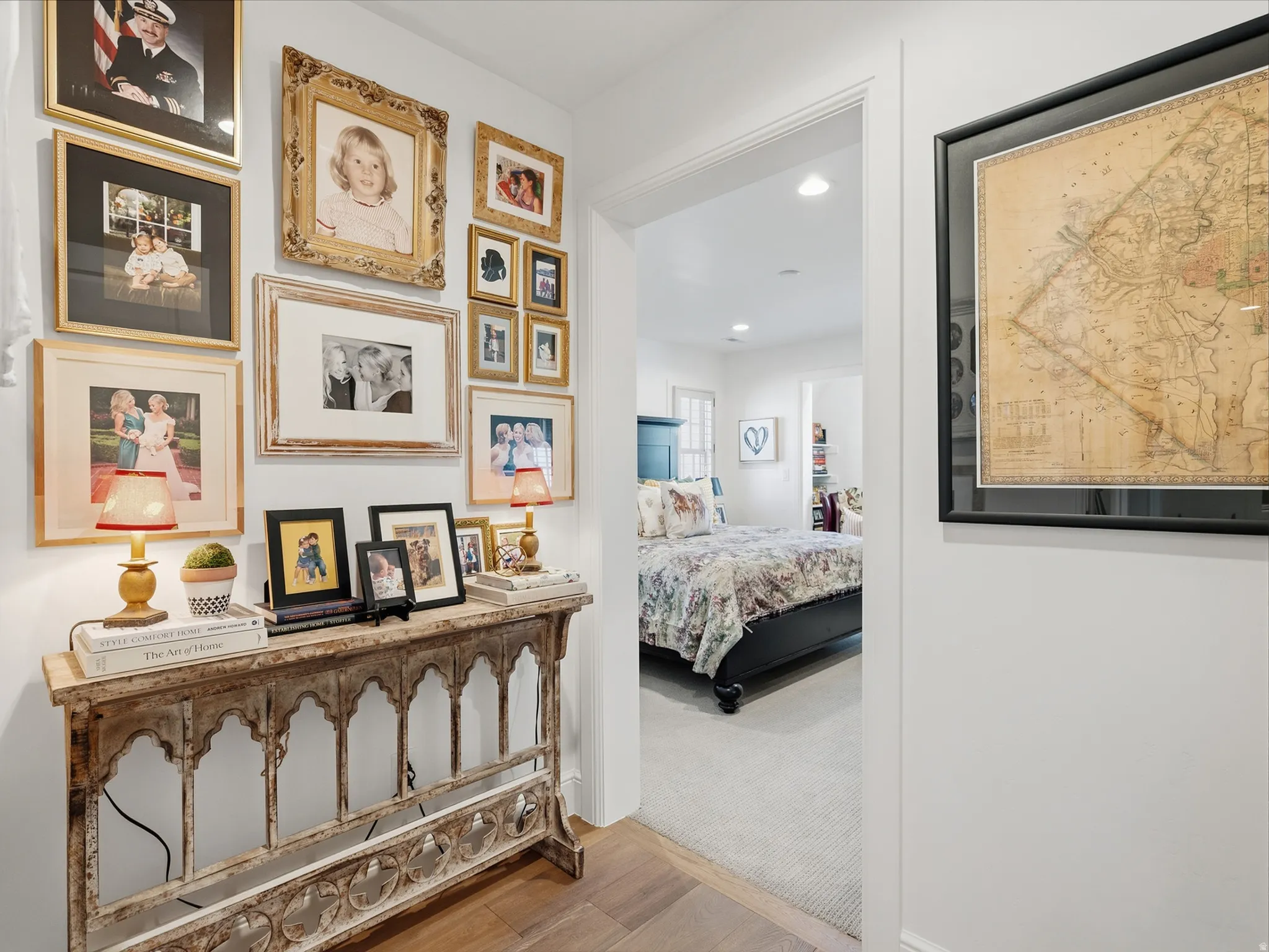 Hardwood-style flooring in the hallway