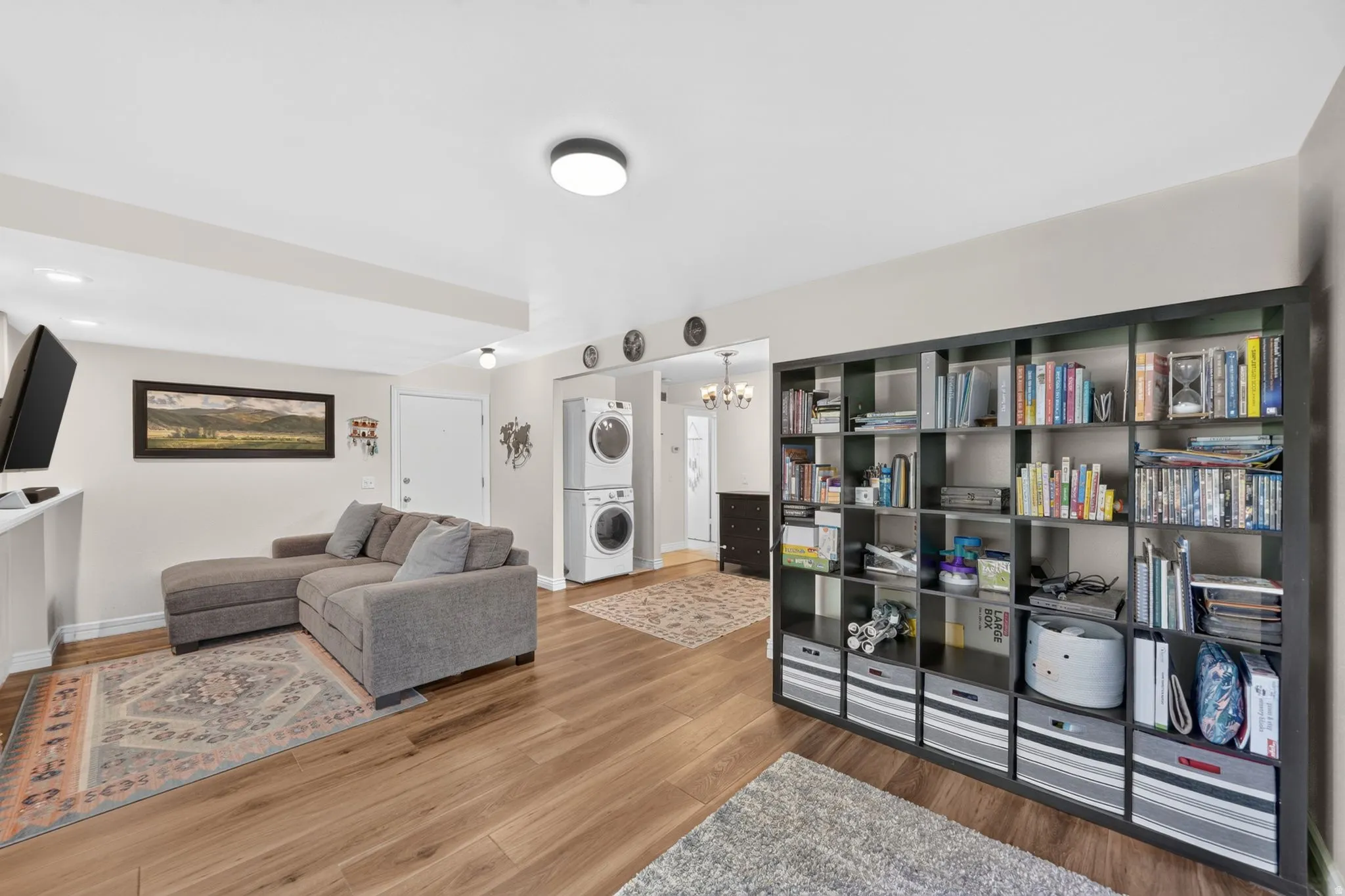 Wood-finish flooring throughout