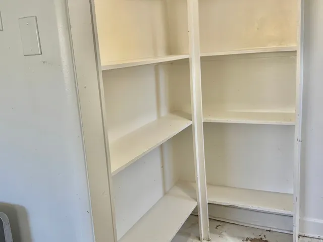 Built-in shelving units with multiple tiers