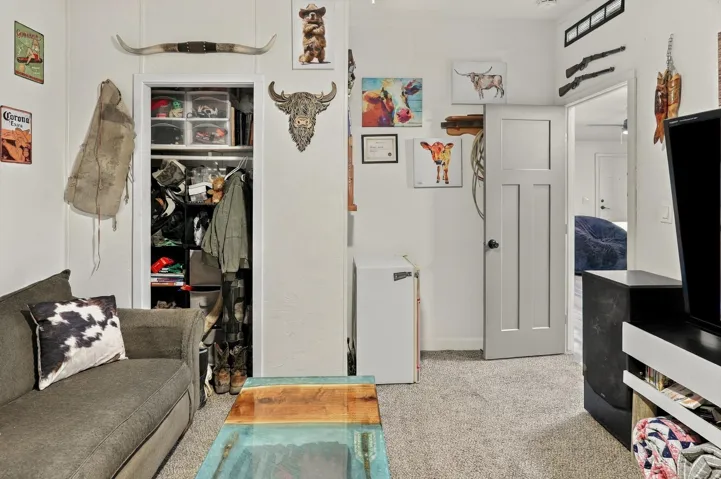 Neutral-toned carpeting throughout