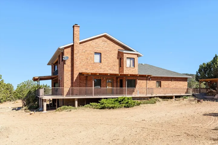 Brick exterior with a prominent brick chimney