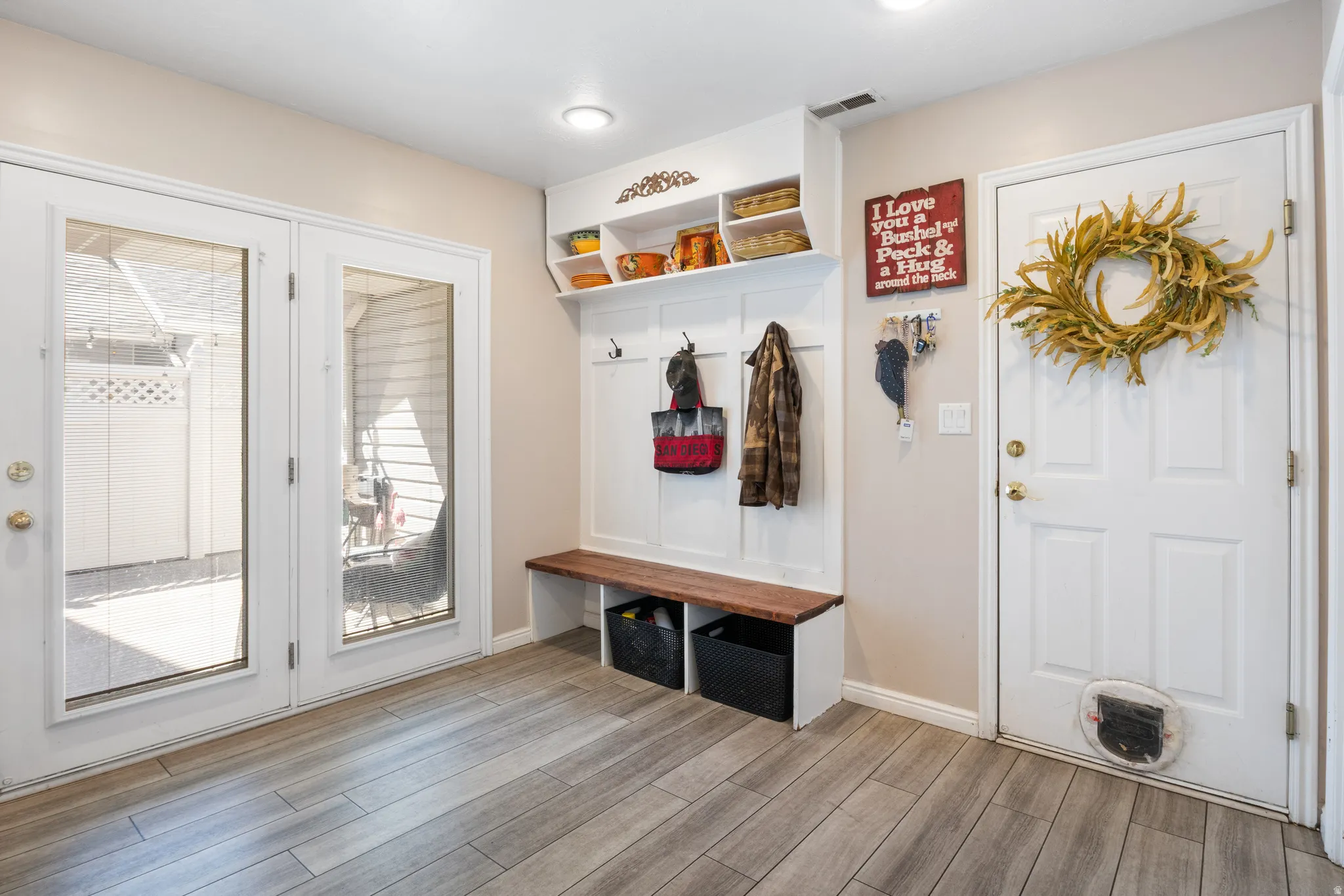 Wood-finish flooring throughout