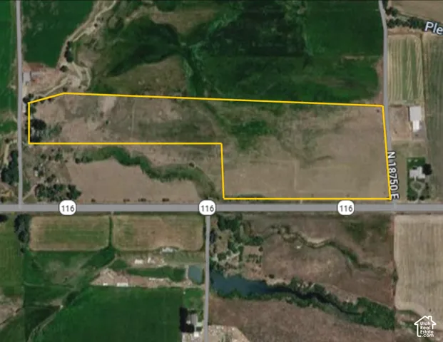 Aerial Map. Outlining the boundaries of the property and adjacent roadways