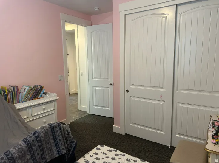 Built-in sliding closet doors with vertical paneling