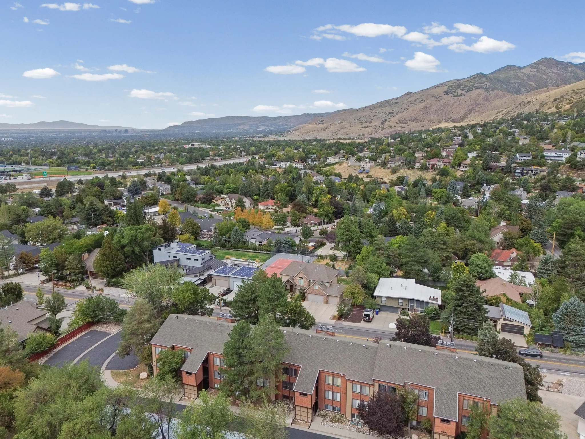 Expansive residential area with a prominent mountain backdrop