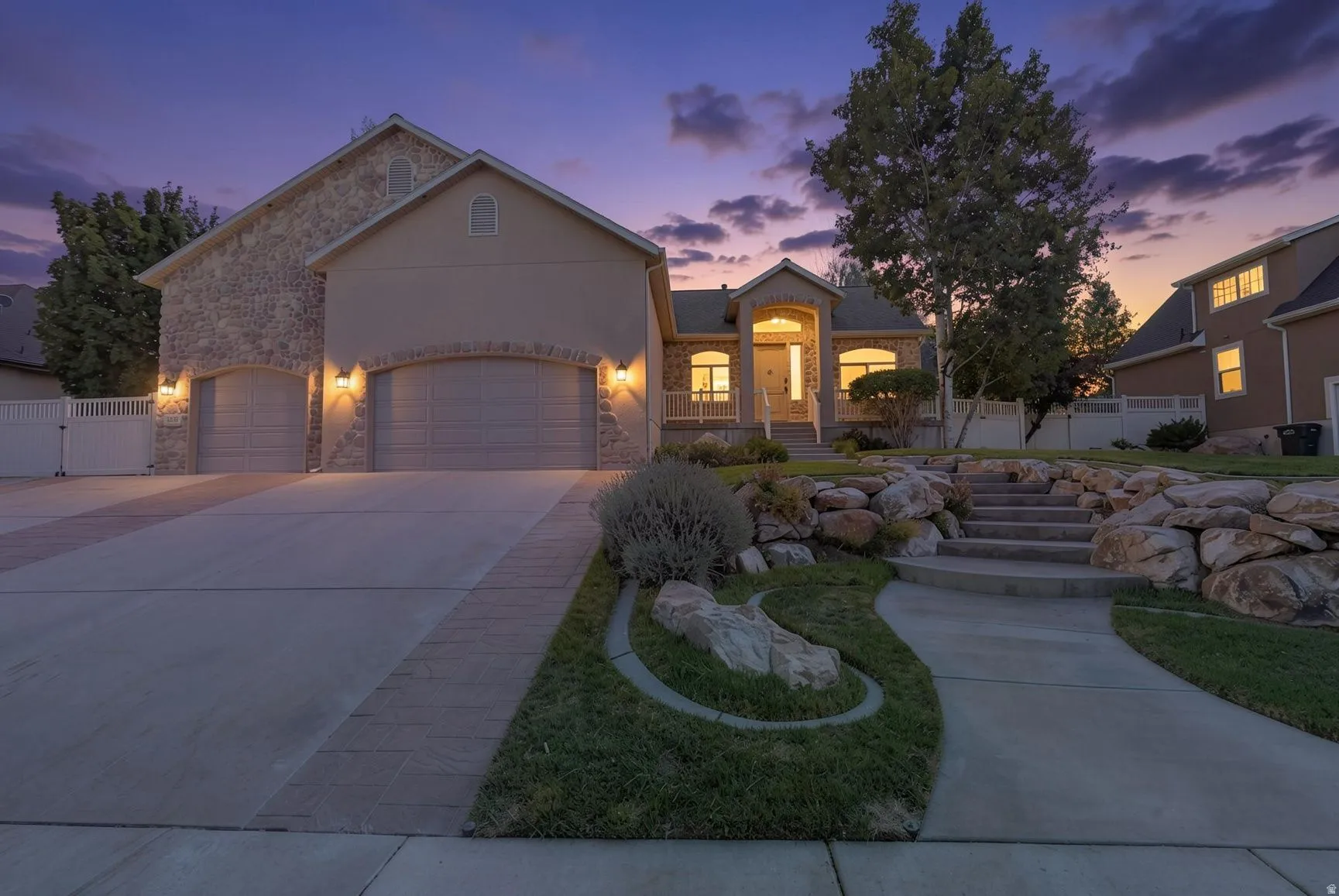 Stone veneer and stucco exterior