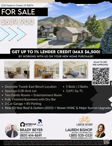 Real Estate Marketing Flyer. Summarizing listing specifications, structural features, and financing incentives for the property