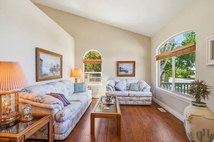 Vaulted ceilings enhance the main living area