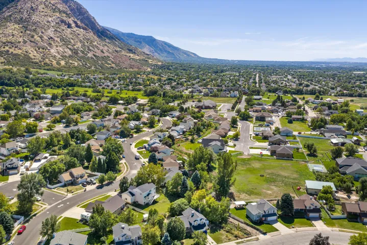 Expansive residential area with numerous houses and mature trees