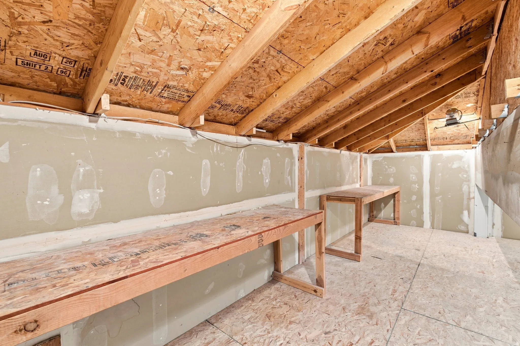 The storage loft in the garage is very spacious.  A lot of room for your holiday decorations, camping gear and anything else you need to store.