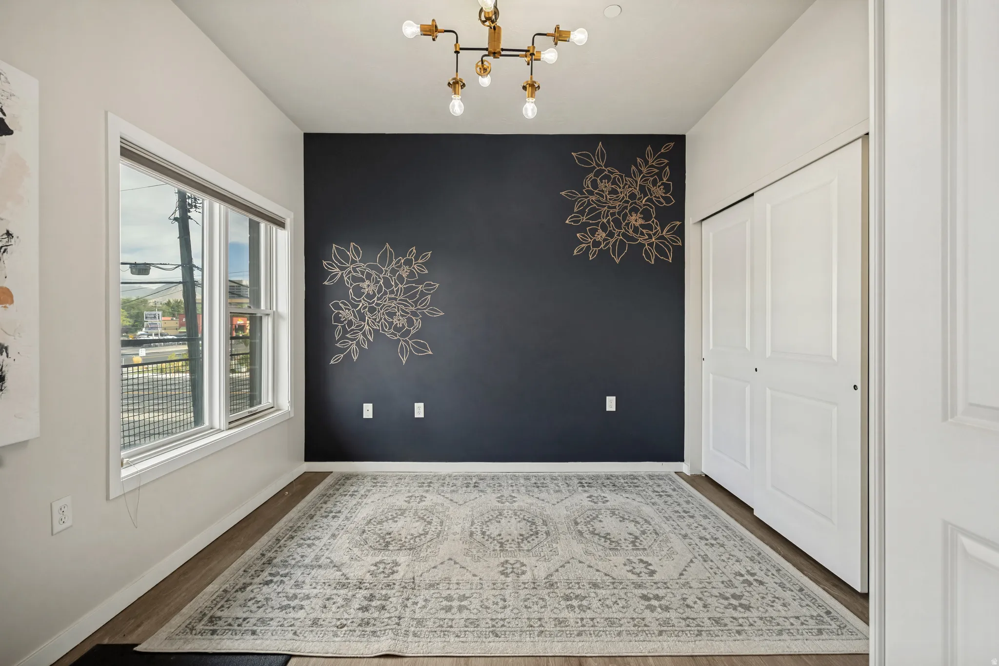 Accent wall with decorative floral detailing