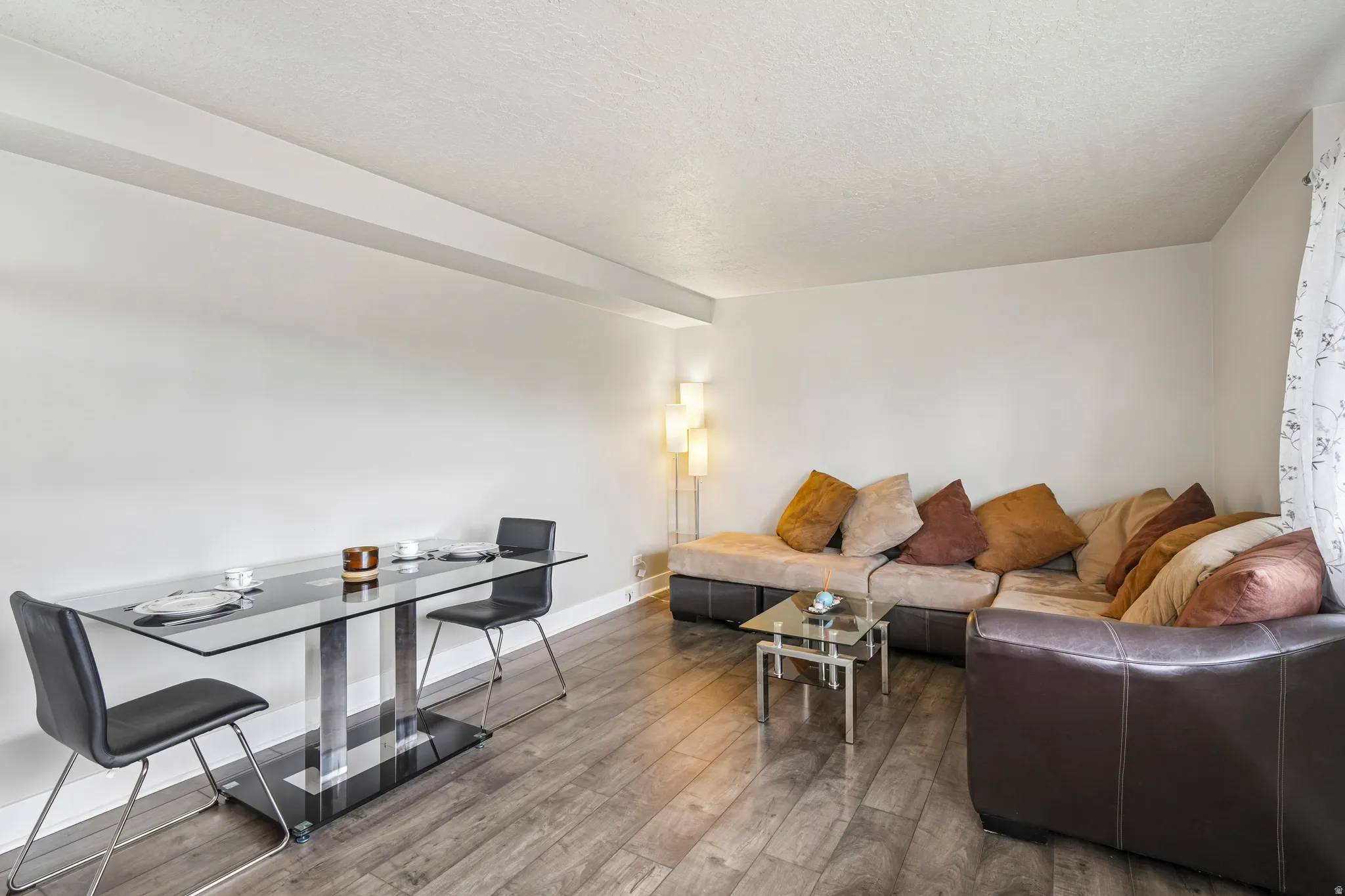 Wood-finish flooring throughout
