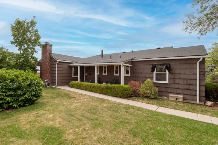 Brick chimney with an exterior finish