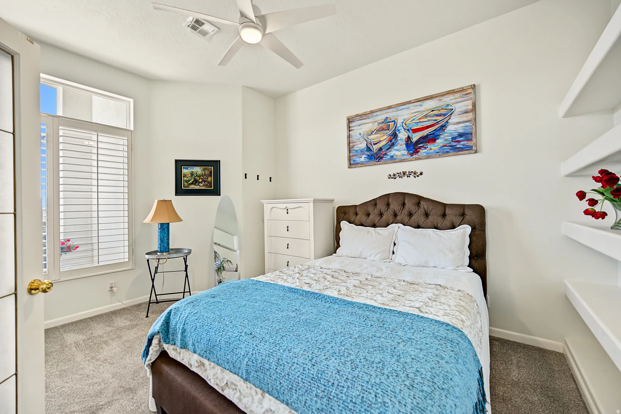 White walls with carpet flooring