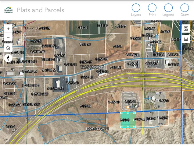 Plats and Parcels. Displaying a map with delineated property boundaries and identifying numbers for each parcel