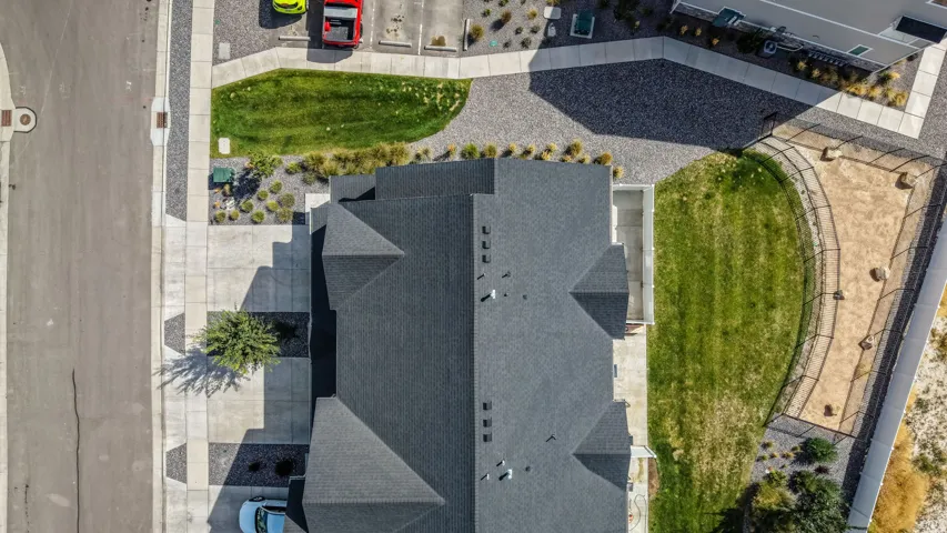 Aerial photos of the community dog walk and greenspace.