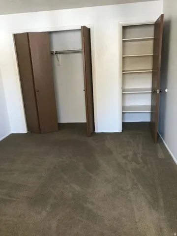 Wall-to-wall carpeting in a neutral tone