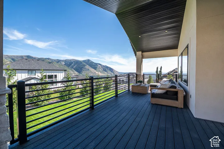 Covered Trex Deck with Black Horizontal Railing & Those Views We Can't Get Sick of Mentioning