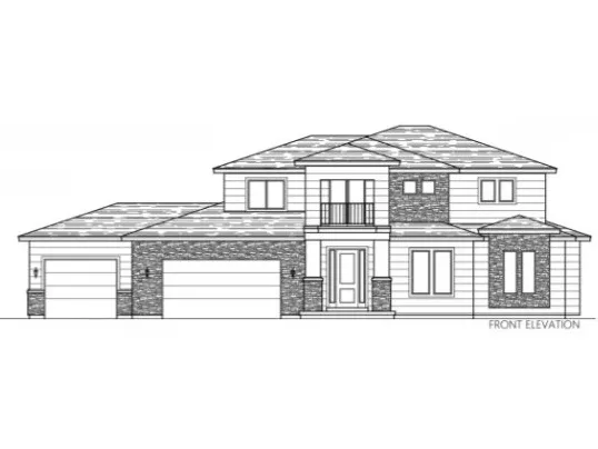 Architectural Drawing, Front Elevation. Illustrating the exterior facade of the property