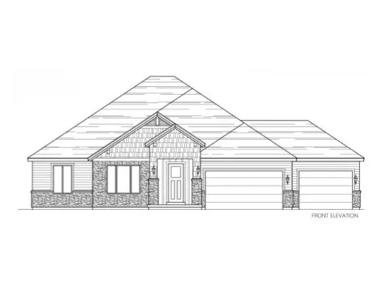 CARLISLE CRAFTSMAN ELEVATION - Architectural Rendering. Front elevation of the property, depicting external features and configuration