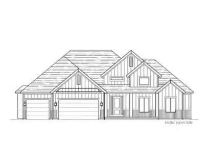 DREXEL FARMHOUSE ELEVATION - Architectural Drawing, Front Elevation. Illustrating the property's facade design and structural lines