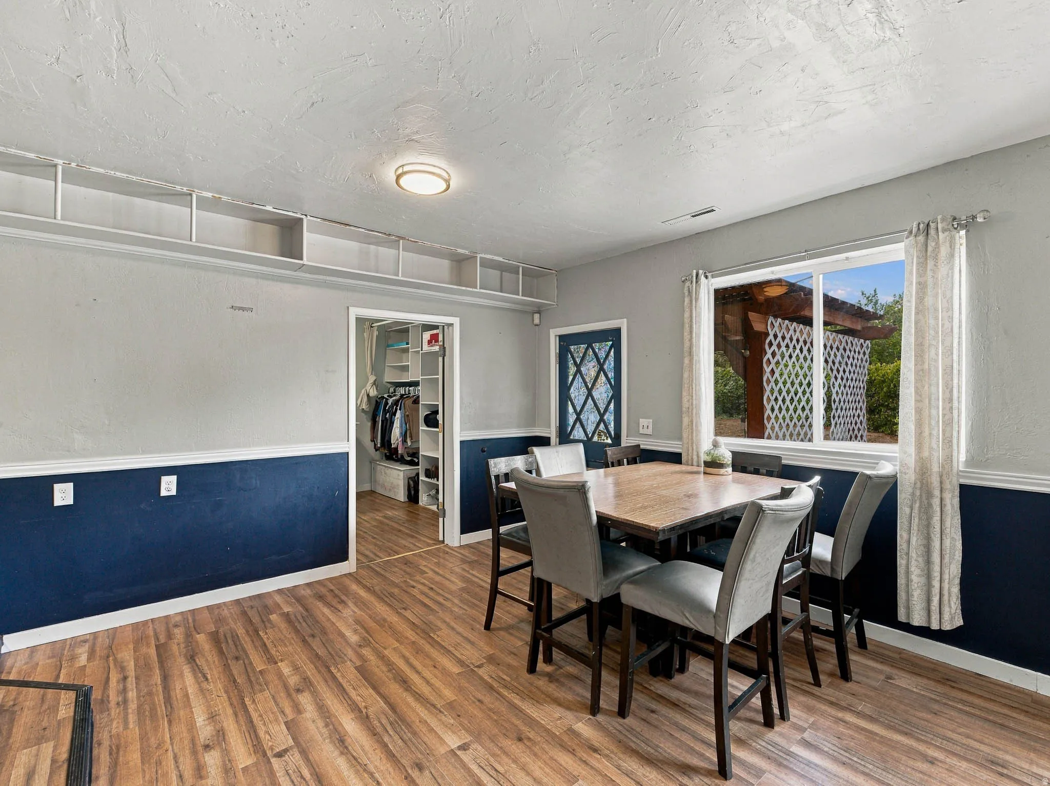 Wood-finish flooring throughout