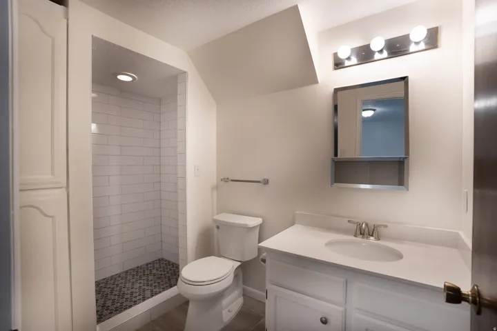 Remodeled bathroom in basement