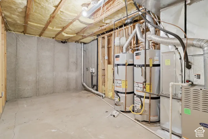 Laundry and utility room with double water heaters