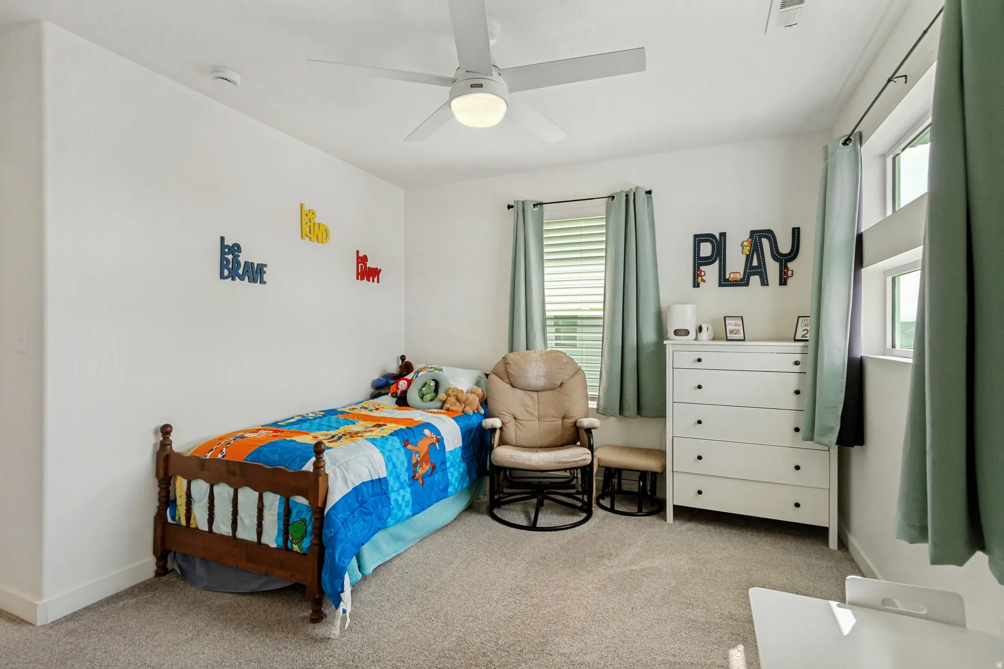 White walls with light gray carpet