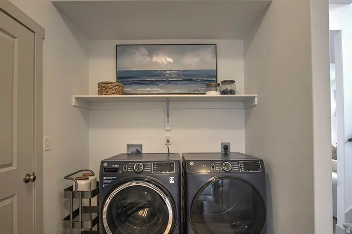 Built-in shelving with recessed overhead space