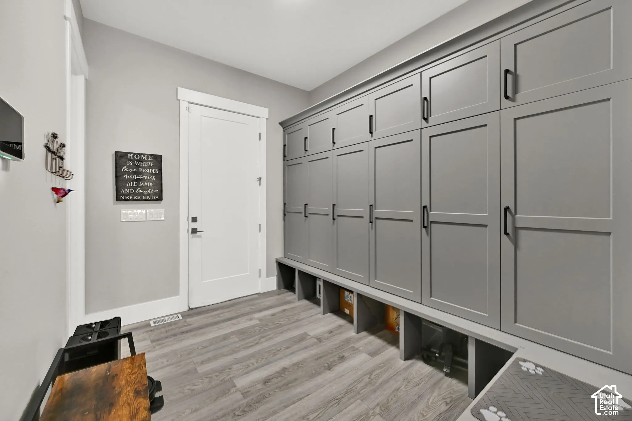 Mud Room with bench and built in storage.