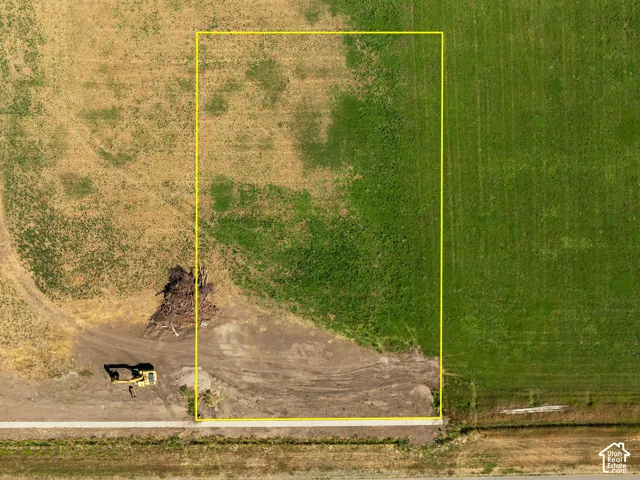 Expansive rectangular parcel with varied ground cover and a clear boundary line