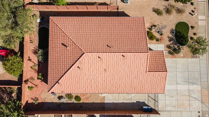 Terracotta tile roof with hip and gable rooflines