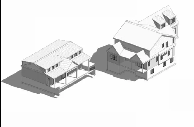 Architectural Renderings. Depicting the exterior elevations of two distinct properties