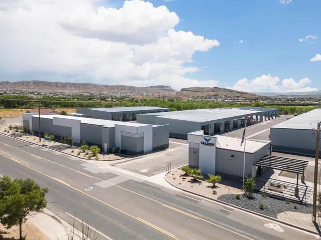 Commercial property featuring multiple single-story buildings with corrugated metal siding