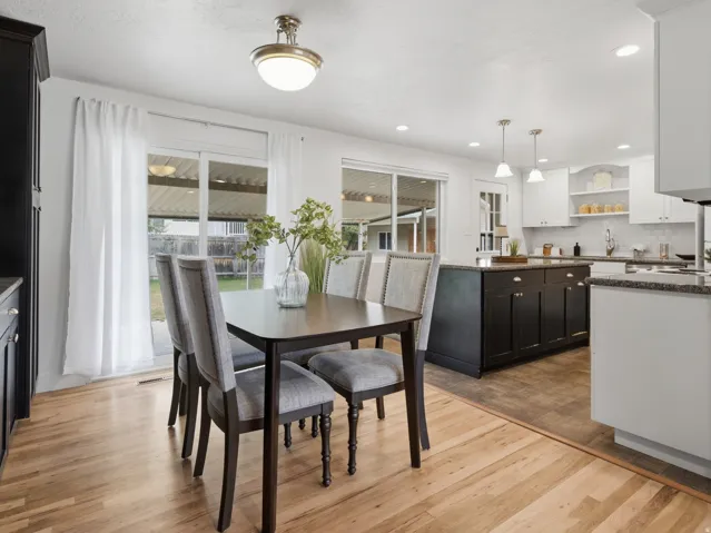 Convenient access to the back yard - sliding doors off the table area and door by the counter.