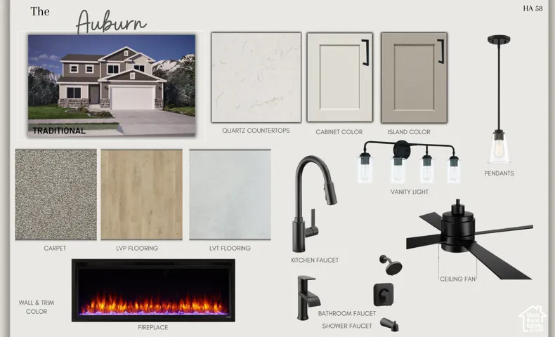 Design Board. Presenting material and fixture selections for the property