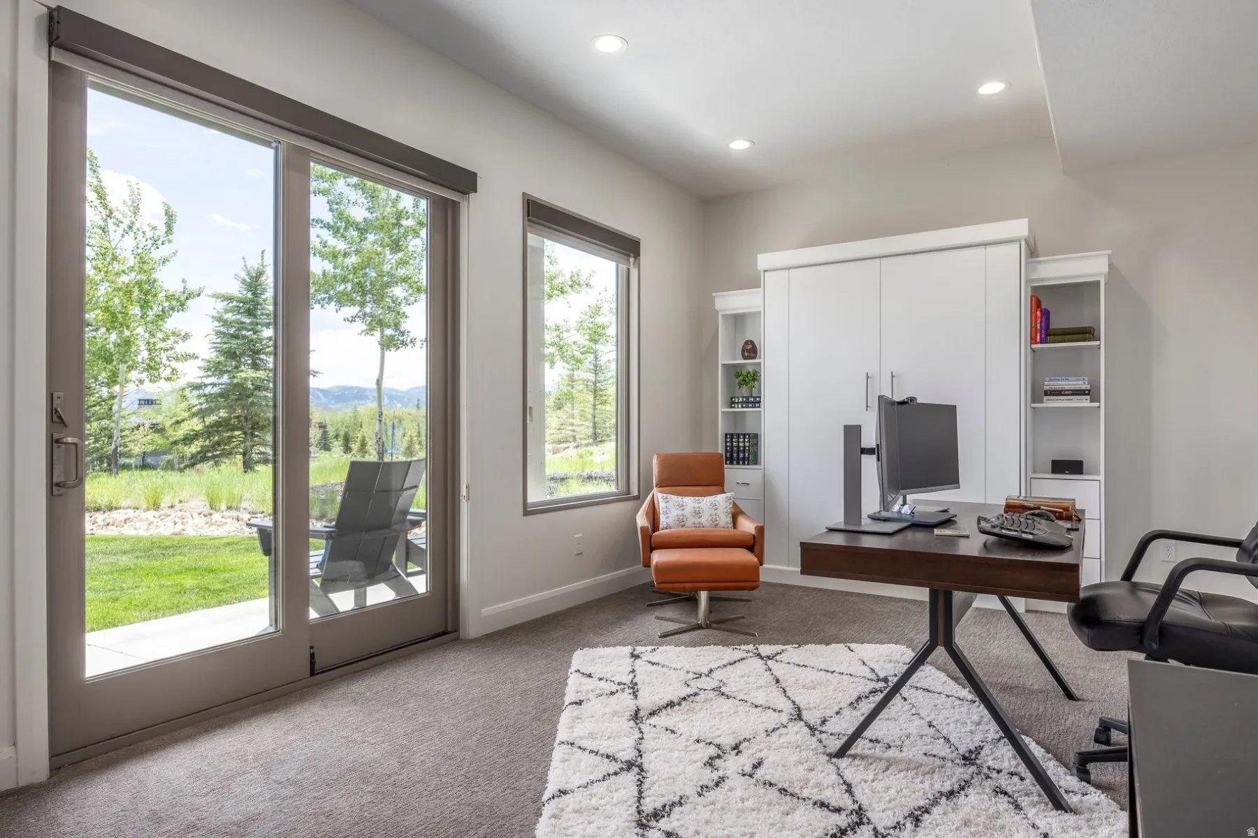 Sliding glass door opening to an outdoor patio