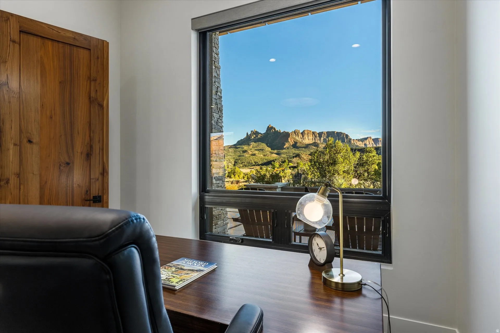 Even from the office, the Eagle Crags view doesn't quit.