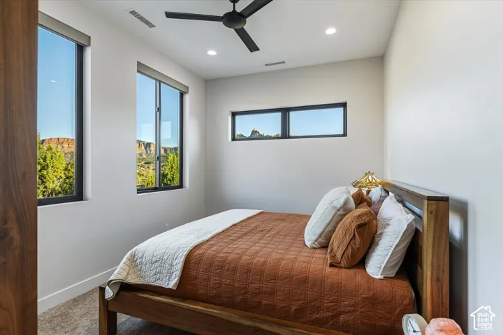 Guest bedroom, framed by Zion views.