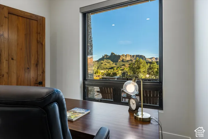 Even from the office, the Eagle Crags view doesn't quit.