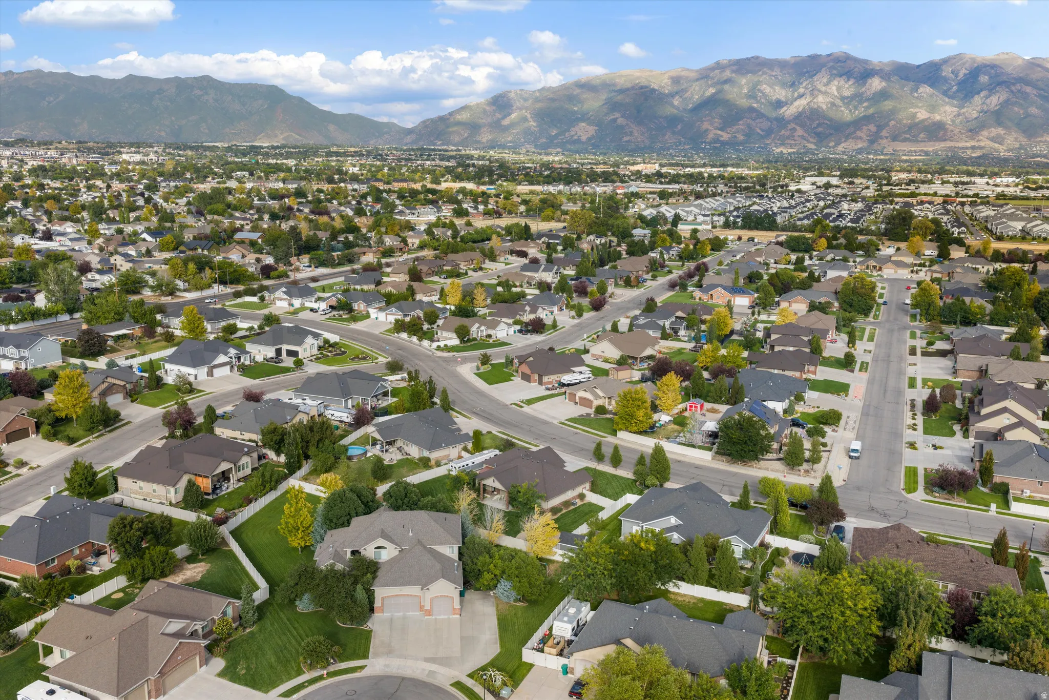 Expansive residential neighborhood with mountain backdrop