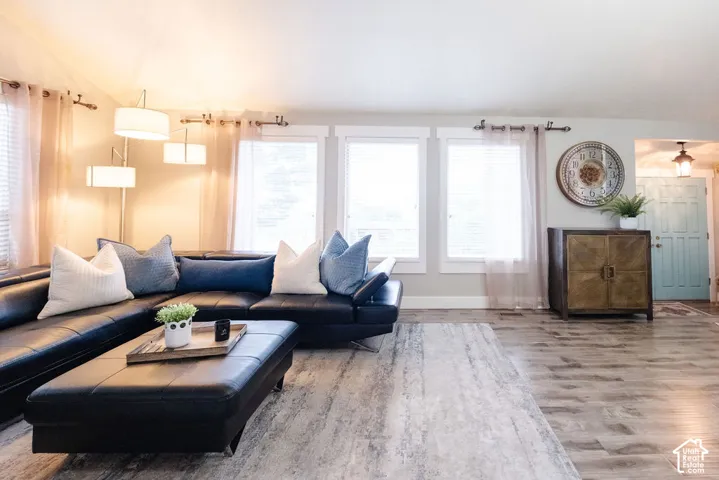 Wood-finish flooring throughout