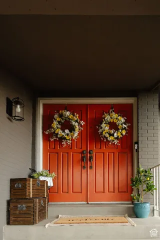Double entry doors with paneled details