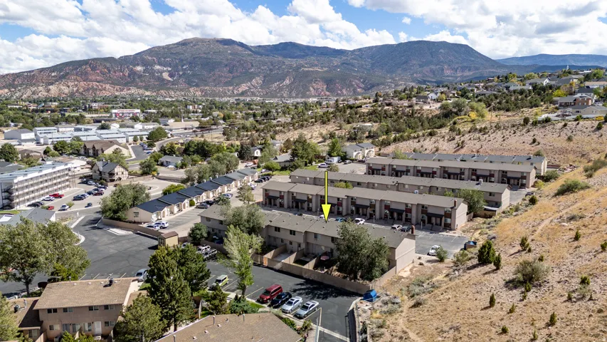 Townhome community with extensive parking areas