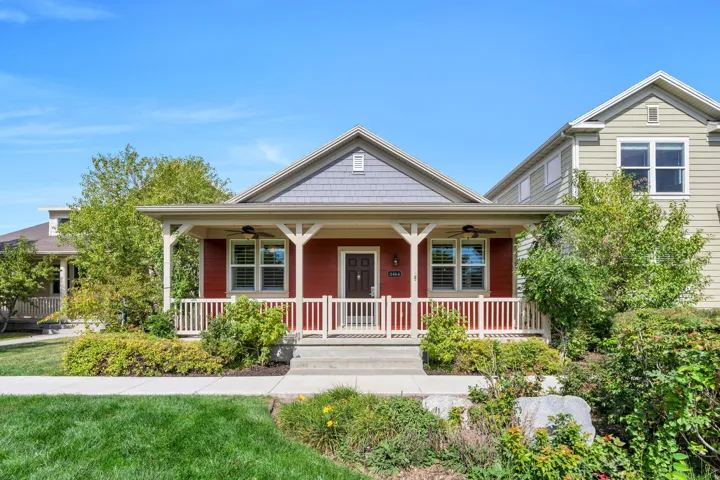 Red siding exterior with gray shingle accents