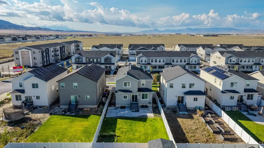 Newly constructed residential community with mountain scenery