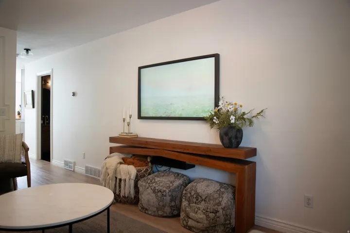 Wood-finish flooring throughout