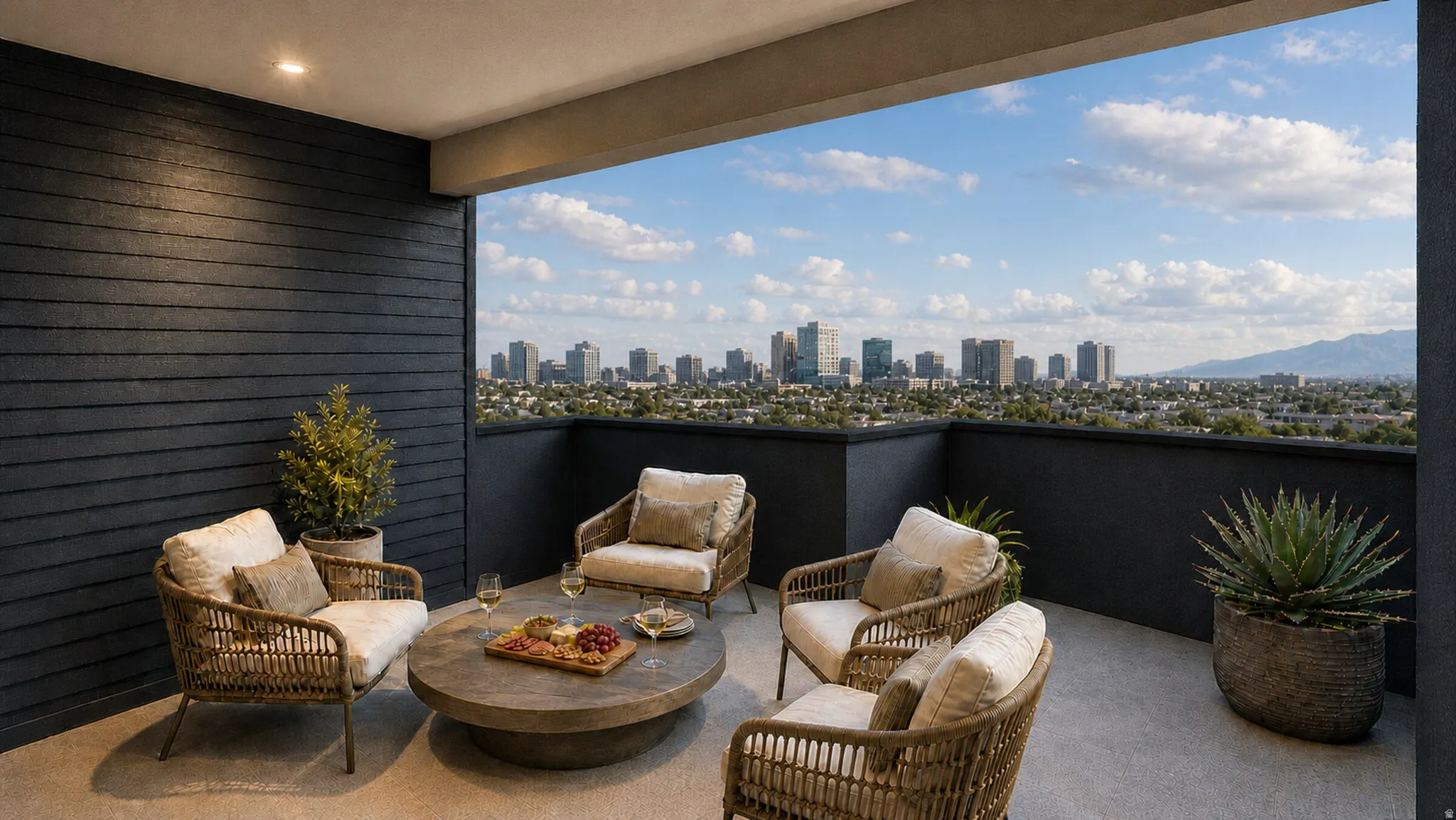 Roof top deck offers partially covered space for longer usage, view of SLC and uncovered deck space for true outdoor experience